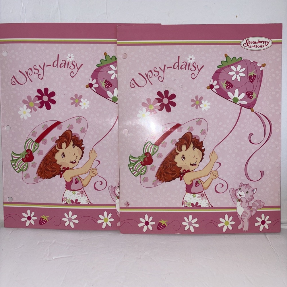 Vintage 2006 American Greetings Strawberry Shortcake School Folder Lot Of 2